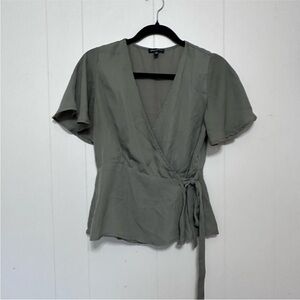 Elegant Olive Wrap Top